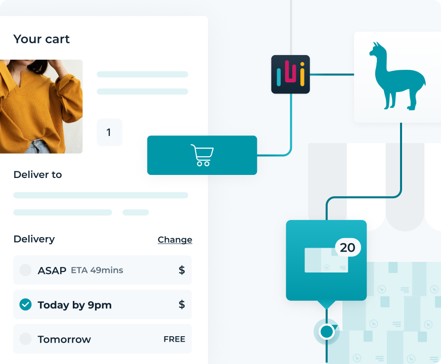 Online store checkout connected to brand platform and Sherpa delivery